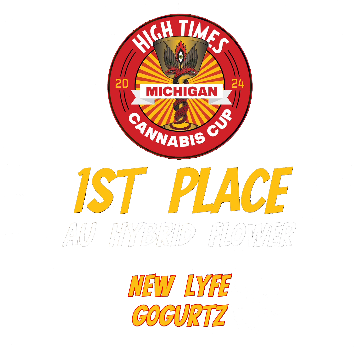 Award_2 Michigan High Times Cannabis Cup 1st Place - Au Hybrid Flower - New Lyfe Gogurtz